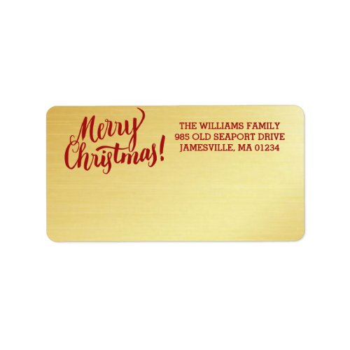 Personalized Gold Merry Christmas Mailing Label