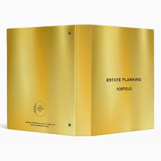 Personalized Gold Metallic Estate Planning Portfol 3 Ring Binder