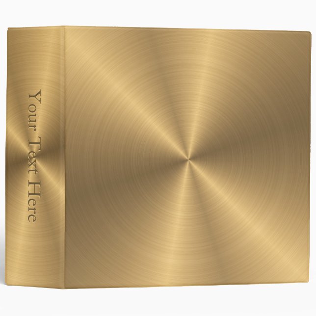 Personalized Gold Metallic Radial Texture 3 Ring Binder (Front/Spine)