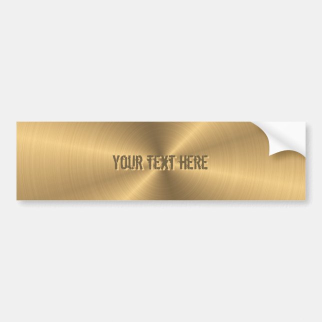 Personalized Gold Metallic Radial Texture Bumper Sticker (Front)