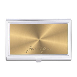 Personalized Gold Metallic Radial Texture Business Card Case