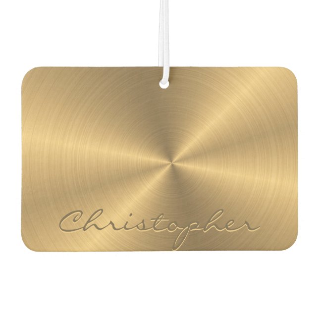 Personalized Gold Metallic Radial Texture Car Air Freshener (Front)