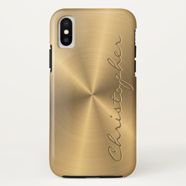 Personalized Gold Metallic Radial Texture Case-Mate iPhone Case (Back)