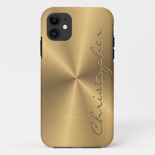 Personalized Gold Metallic Radial Texture iPhone 11 Case