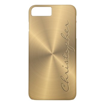 Personalized Gold Metallic Radial Texture Iphone 8 Plus/7 Plus Case by electrosky at Zazzle
