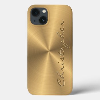 Personalized Gold Metallic Radial Texture Iphone 13 Case by electrosky at Zazzle