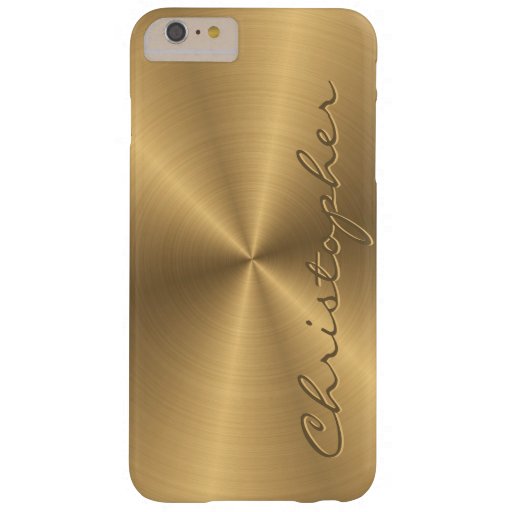 Personalized Gold Metallic Radial Texture Barely There iPhone 6 Plus Case