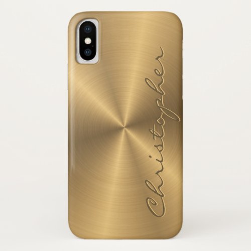 Personalized Gold Metallic Radial Texture iPhone X Case