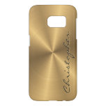 Personalized Gold Metallic Radial Texture Samsung Galaxy S7 Case at Zazzle