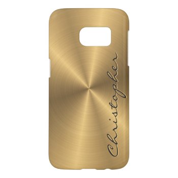 Personalized Gold Metallic Radial Texture Samsung Galaxy S7 Case by electrosky at Zazzle