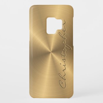 Personalized Gold Metallic Radial Texture Case-mate Samsung Galaxy S9 Case by electrosky at Zazzle
