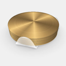 Personalized Gold Metallic Radial Texture Coaster Set