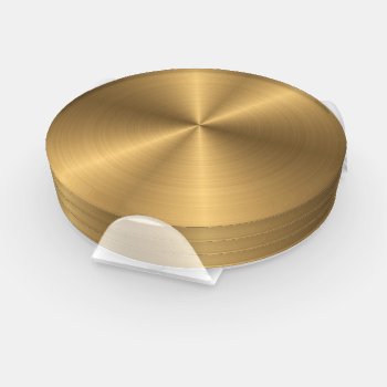 Personalized Gold Metallic Radial Texture Coaster Set by electrosky at Zazzle