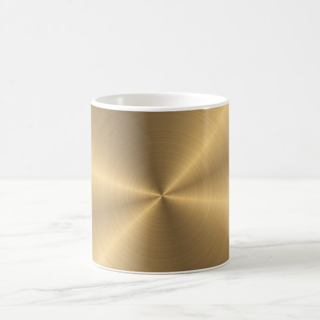 Personalized Gold Metallic Radial Texture Coffee Mug (Center)