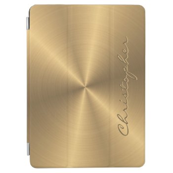 Personalized Gold Metallic Radial Texture Ipad Air Cover by electrosky at Zazzle