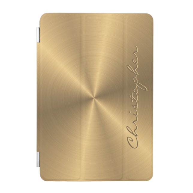 Personalized Gold Metallic Radial Texture iPad Mini Cover (Front)