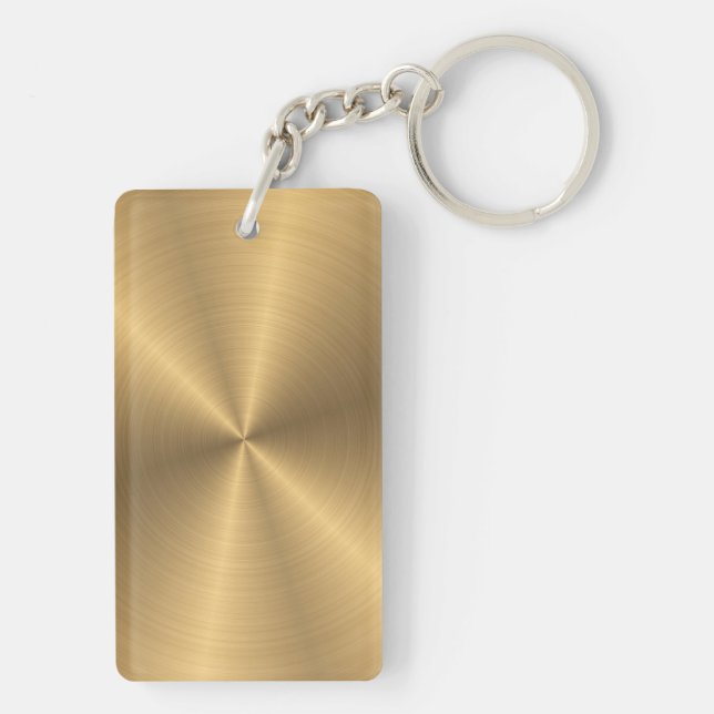 Personalized Gold Metallic Radial Texture Keychain (Back)