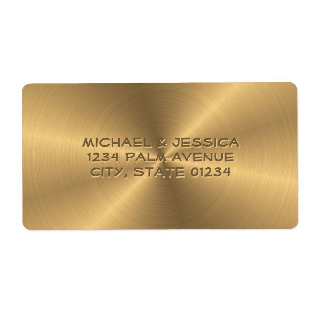 Personalized Gold Metallic Radial Texture Label (Front)