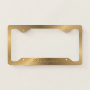 Personalized Gold Metallic Radial Texture License Plate Frame