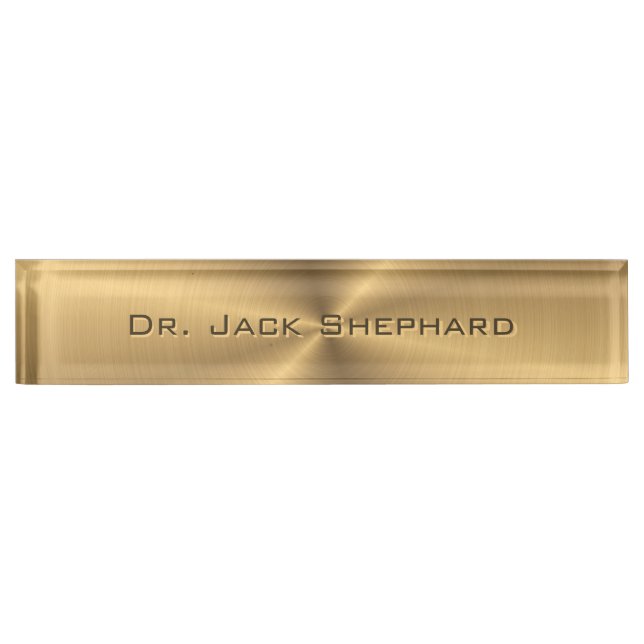 Personalized Gold Metallic Radial Texture Name Plate (Front)