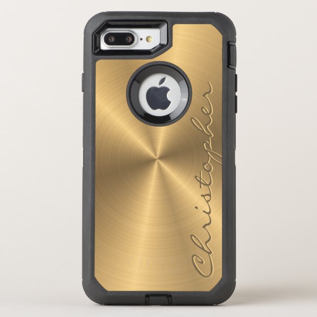 Personalized Gold Metallic Radial Texture Otterbox iPhone Case (Back)