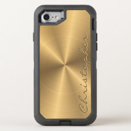 Personalized Gold Metallic Radial Texture OtterBox Defender iPhone SE/8/7 Case