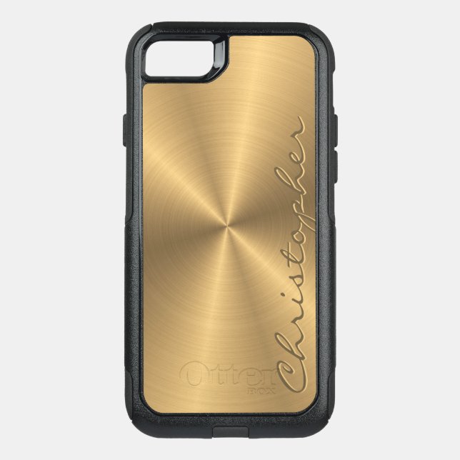 Personalized Gold Metallic Radial Texture Otterbox iPhone Case (Back)