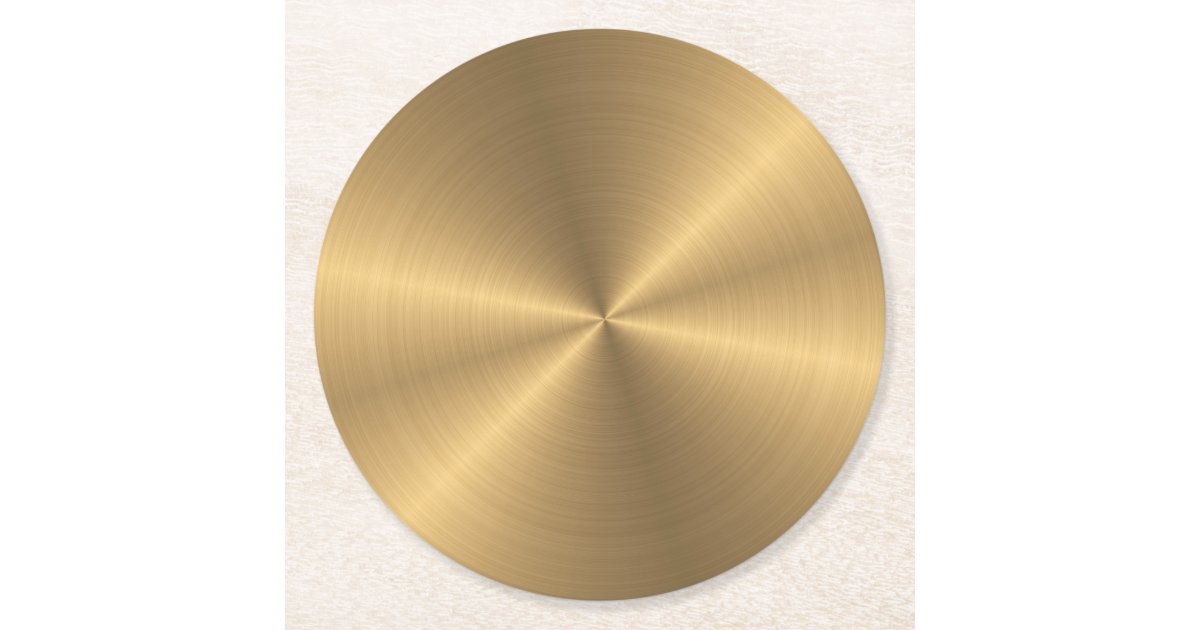 Personalized Gold Metallic Radial Texture Round Paper Coaster | Zazzle.com