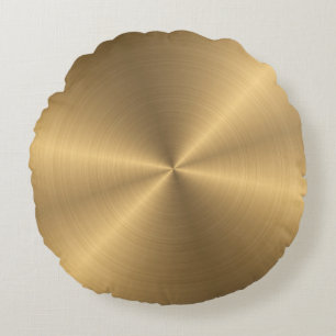 Personalized Gold Metallic Radial Texture Round Pillow