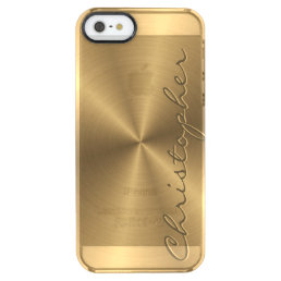 Personalized Gold Metallic Radial Texture Clear iPhone SE/5/5s Case