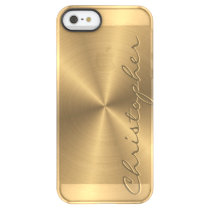 Personalized Gold Metallic Radial Texture Permafrost iPhone SE/5/5s Case