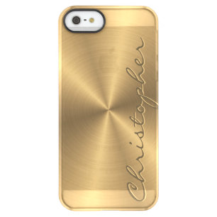 Personalized Gold Metallic Radial Texture Permafrost iPhone SE/5/5s Case