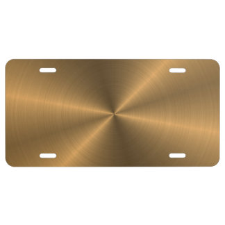 Personalized Gold Metallic Radial Texture v3 License Plate