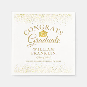 Personalized Gold Modern Graduation Party Napkins