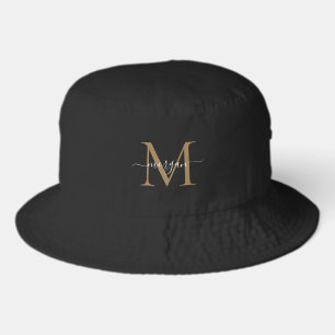 Personalized Gold Monogram and Modern Family Name Bucket Hat