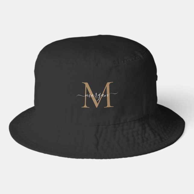 Personalized Gold Monogram  and Modern Family Name Bucket Hat (Front)