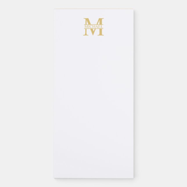 Personalized Gold Monogram and Name Magnetic Notepad (Front)