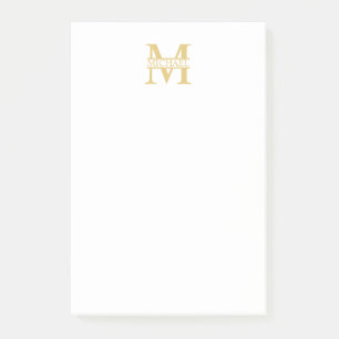 Personalized Gold Monogram and Name Post-it Notes
