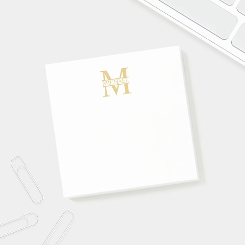 Personalized Gold Monogram and Name Post_it Notes