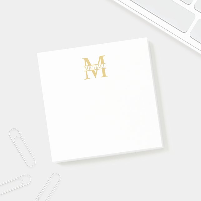 Personalized Gold Monogram and Name Post-it Notes (Creator Uploaded)