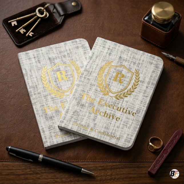 Personalized Gold Monogram Crest Executive Foil Vow Books (Creator Uploaded)