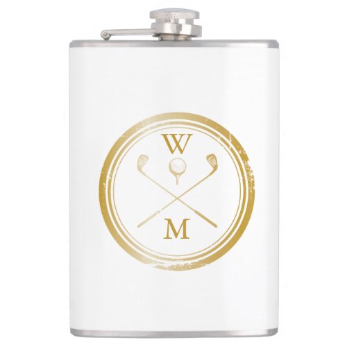 Personalized Gold Monogram Golf Flask