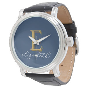 Personalized Gold Monogram Initial and Name Gift Watch
