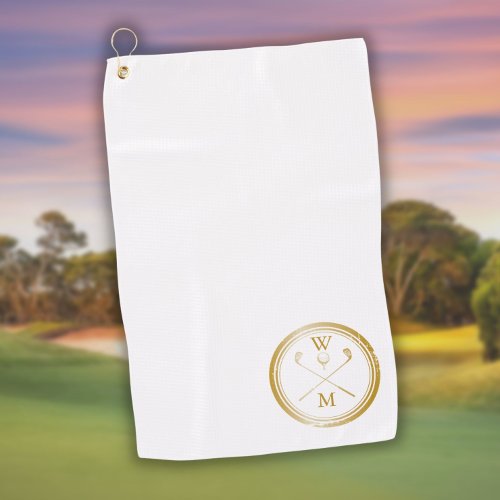 Personalized Gold Monogram Initials Golf Towel