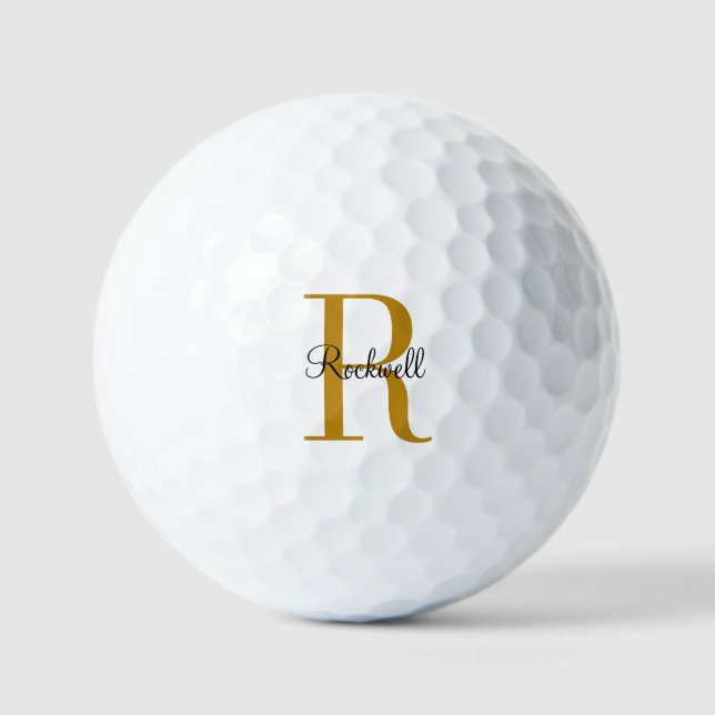 Personalized Gold Monogram Name Initial  Golf Ball (Front)