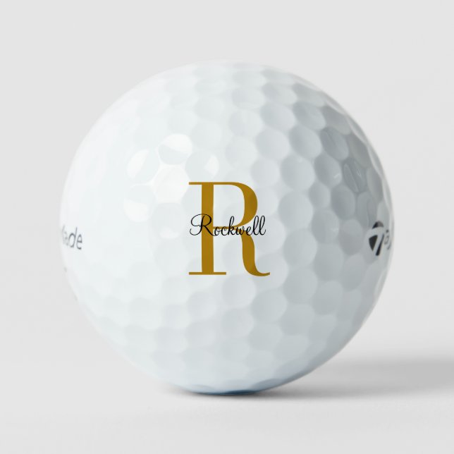 Personalized Gold Monogram Name Initial  Golf Ball (Front)