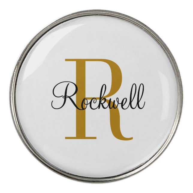 Personalized Gold Monogram Name Initial Golf Ball Marker (Front)