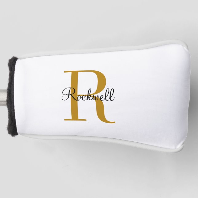 Personalized Gold Monogram Name Initial  Golf Head Cover (Front)