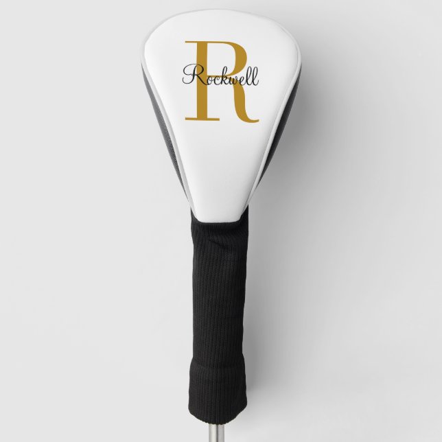 Personalized Gold Monogram Name Initial Golf Head Cover (Front)
