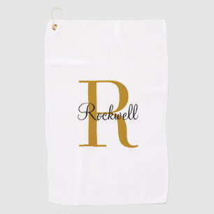 Personalized Gold Monogram Name Initial Golf Towel